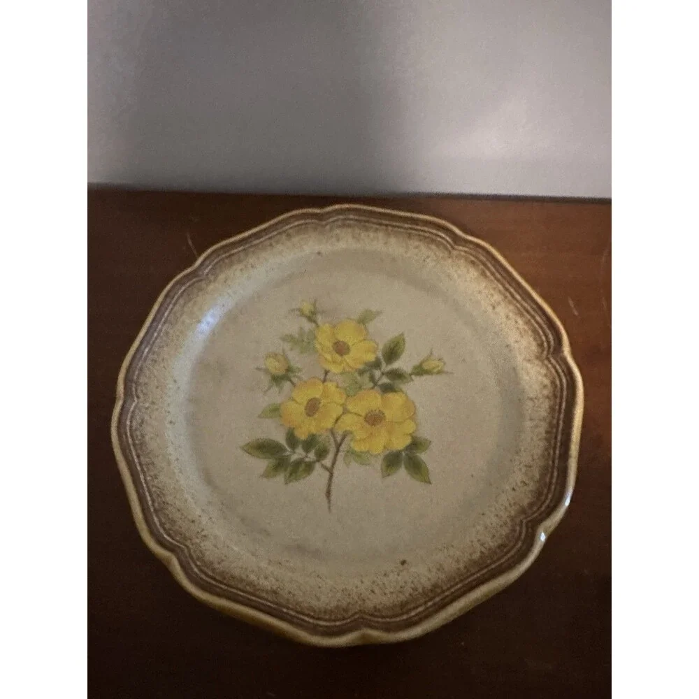 Set of 3 Mikasa Whole Wheat Wild Rose Dinner Plates 10 3/4”